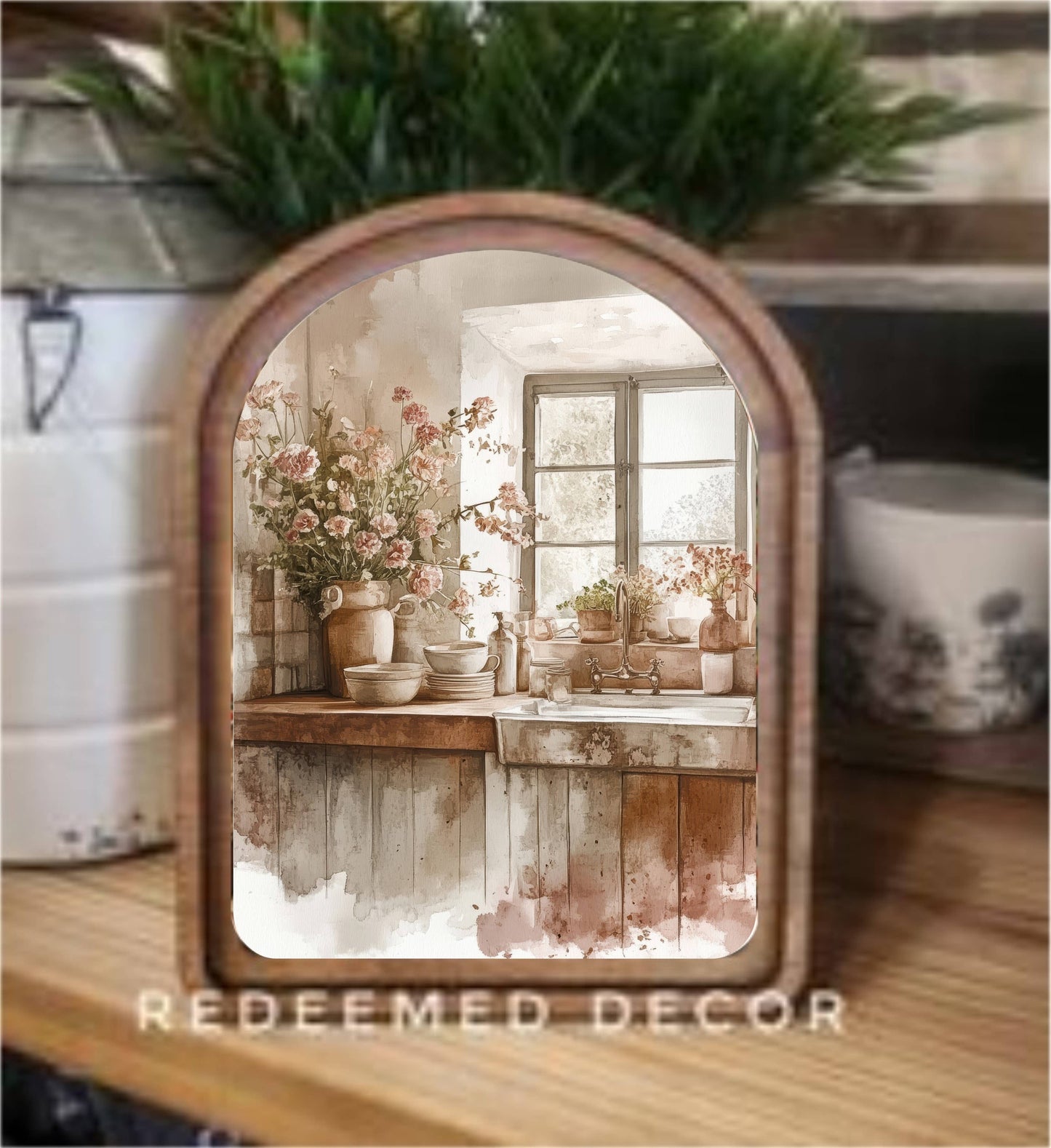 Arch Top Rustic Kitchen Framed Art