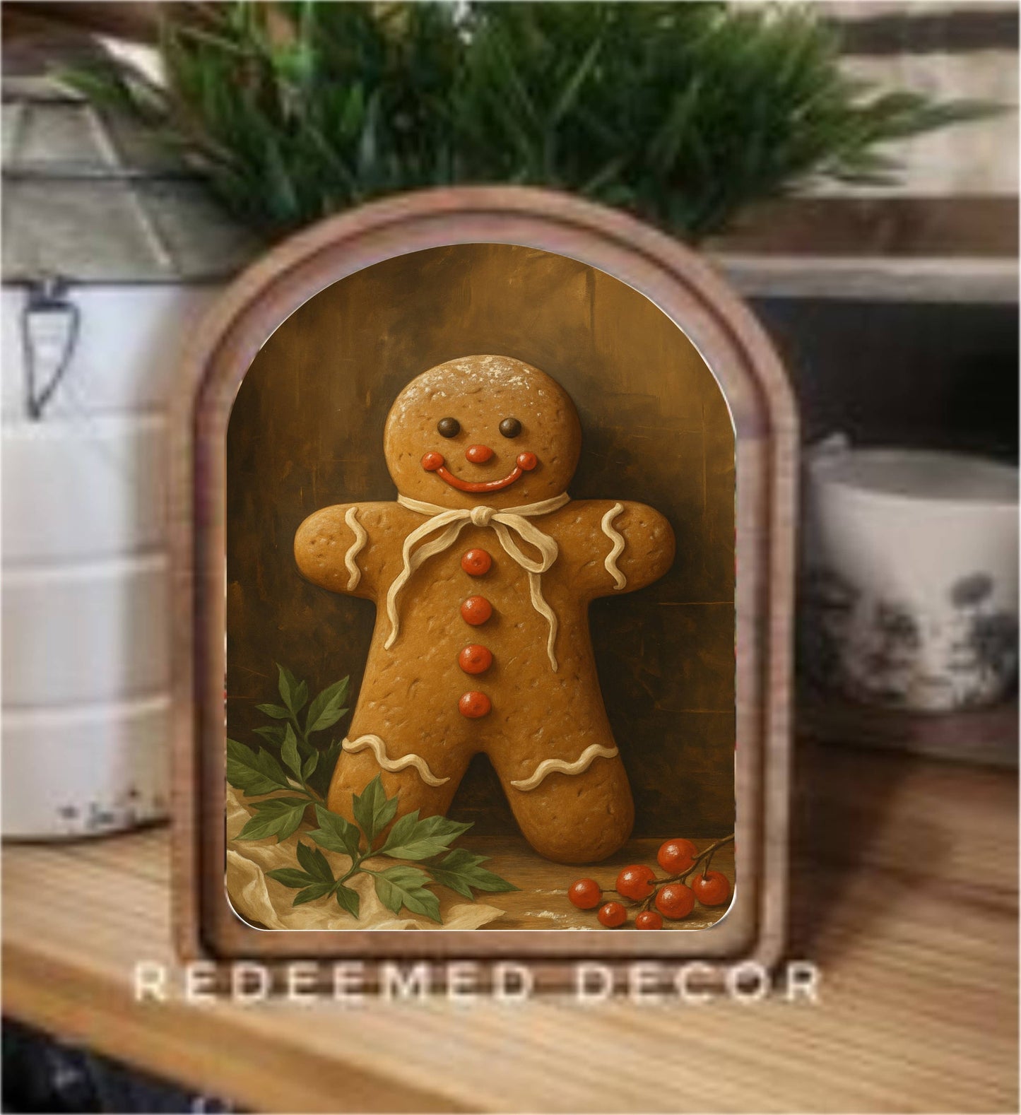 Arch Top Gingerbread Man Framed Art