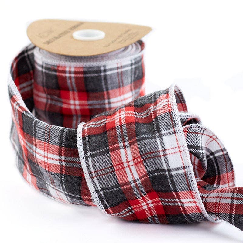 Plaid Flannel Wire Ribbon Spool - Select Color