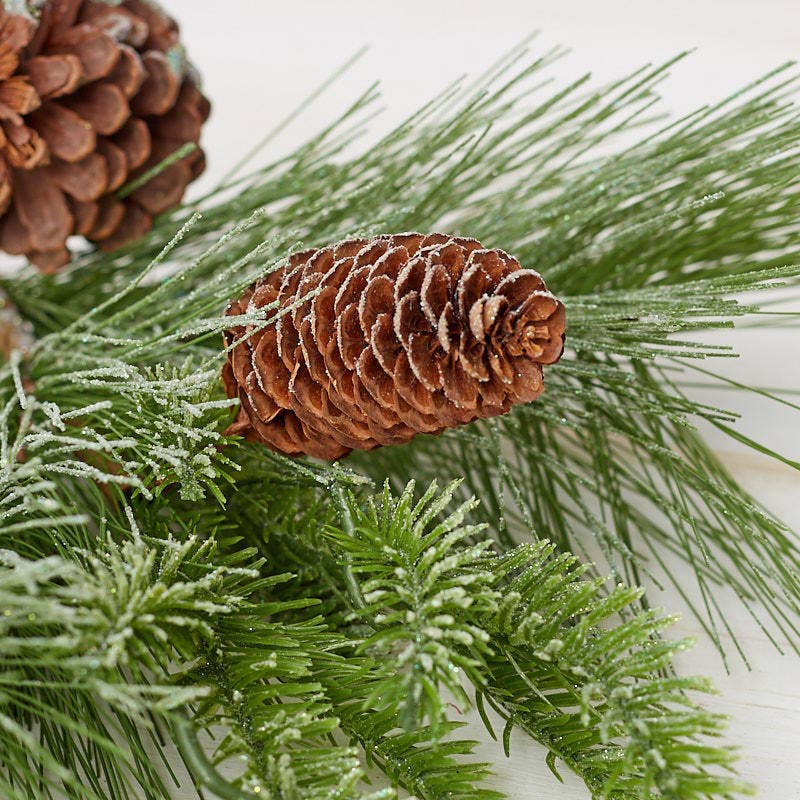 12" Snowy Pine & Cones Floral Stem