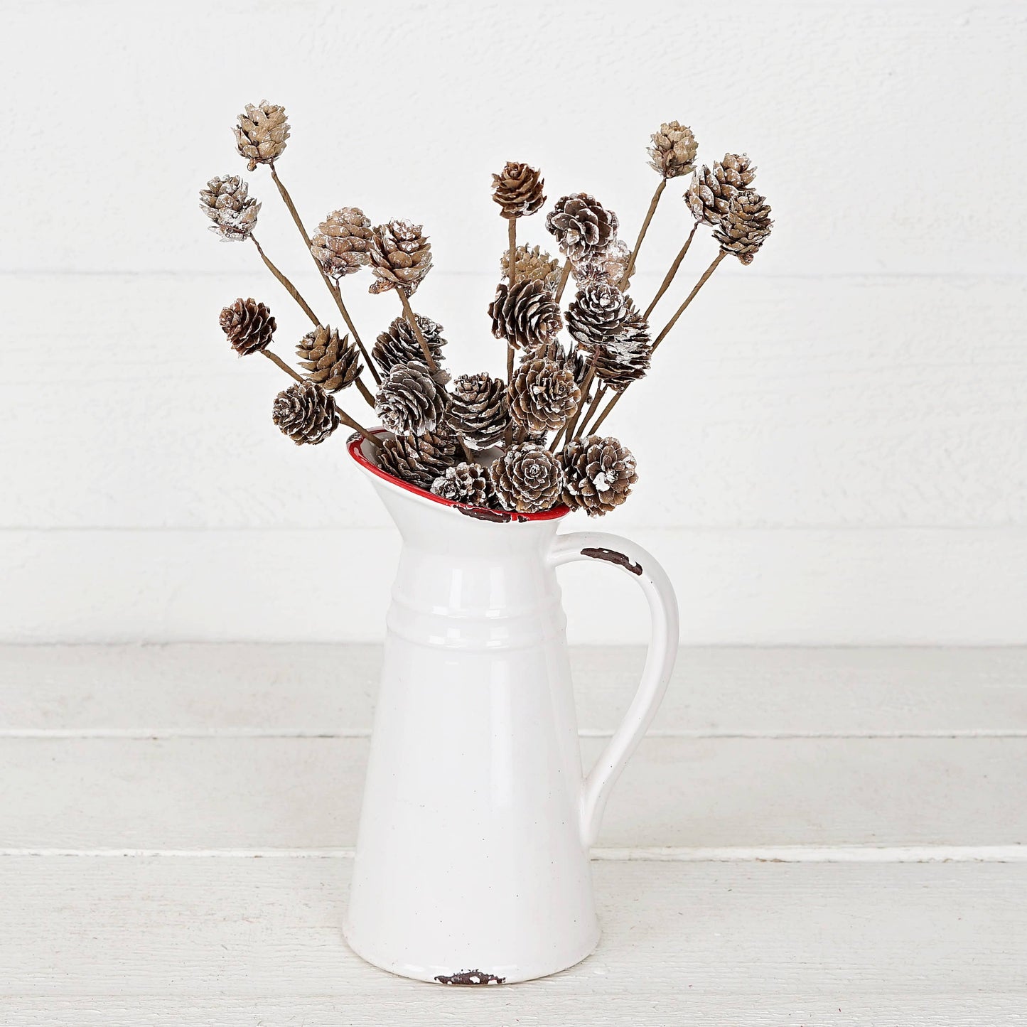 12" Pick-Snowy Birch Pine Cones
