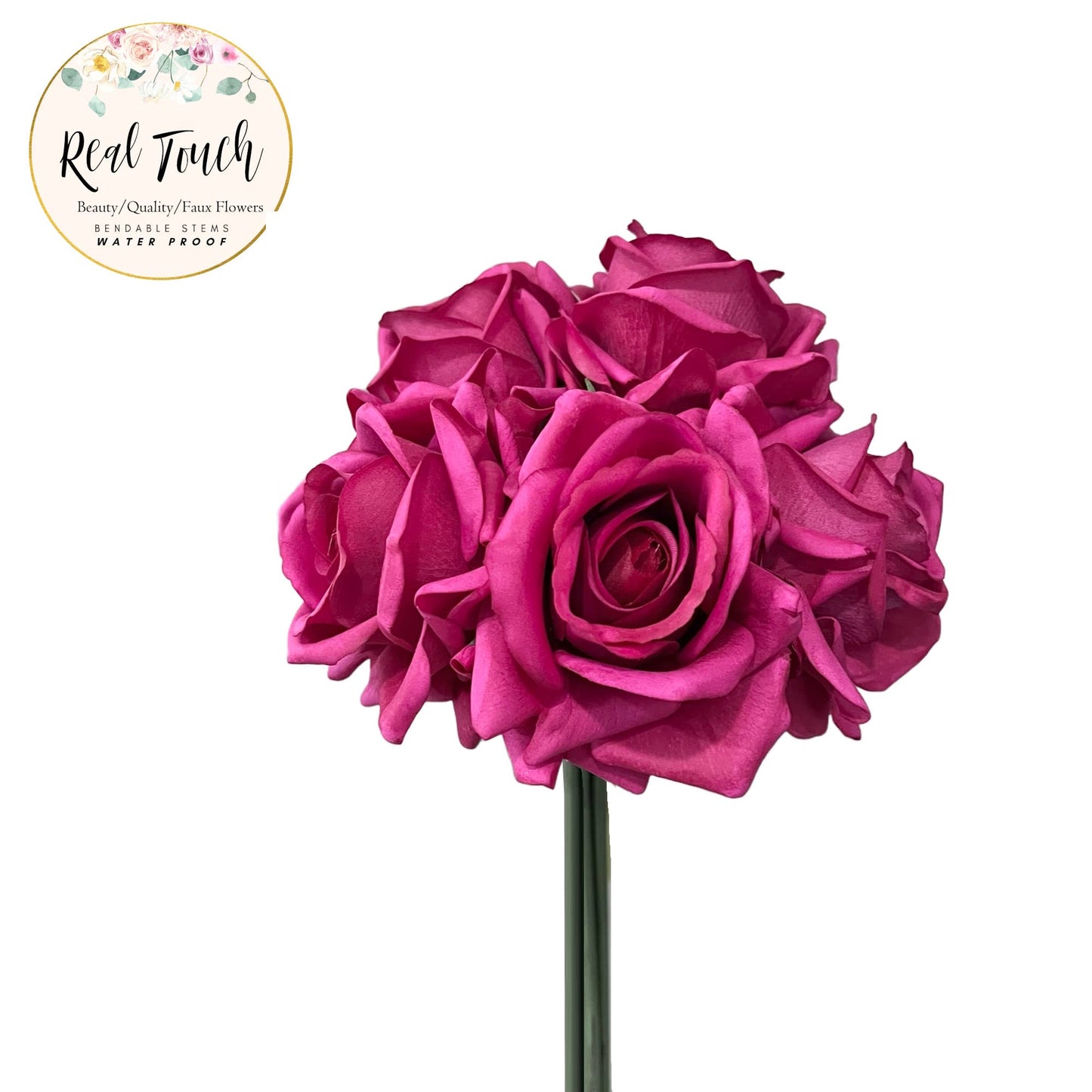 10" Real Touch Open Rose Bouquet