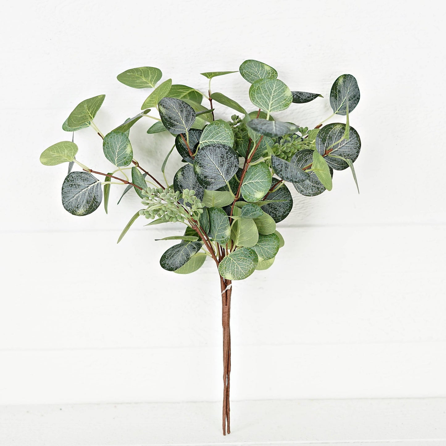 16" Flocked Silver Dollar Leaves