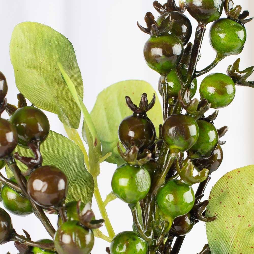 13" Artificial Berry Stem - Green/burgundy