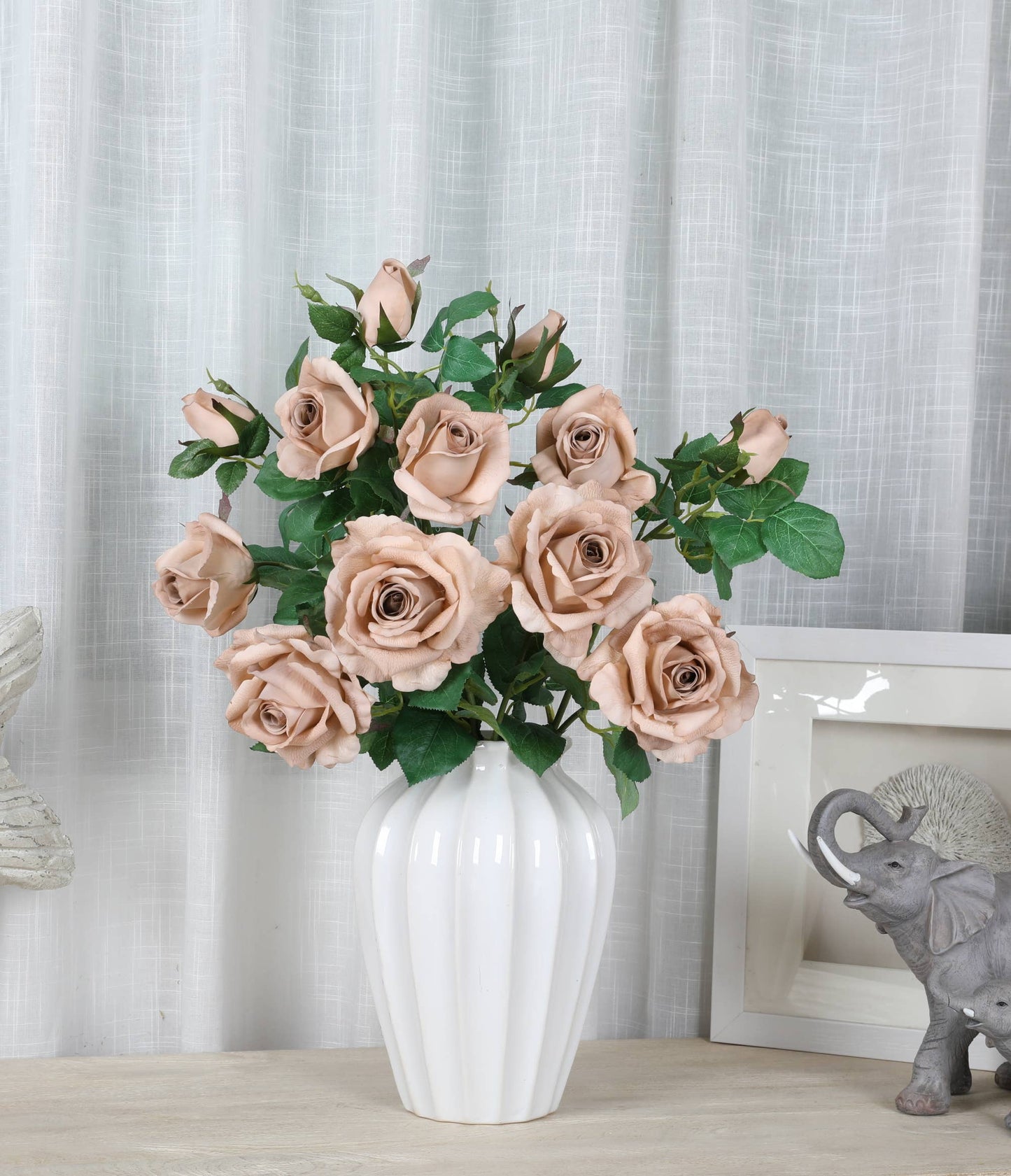 27" Real Touch Roses & Bud - Mocha