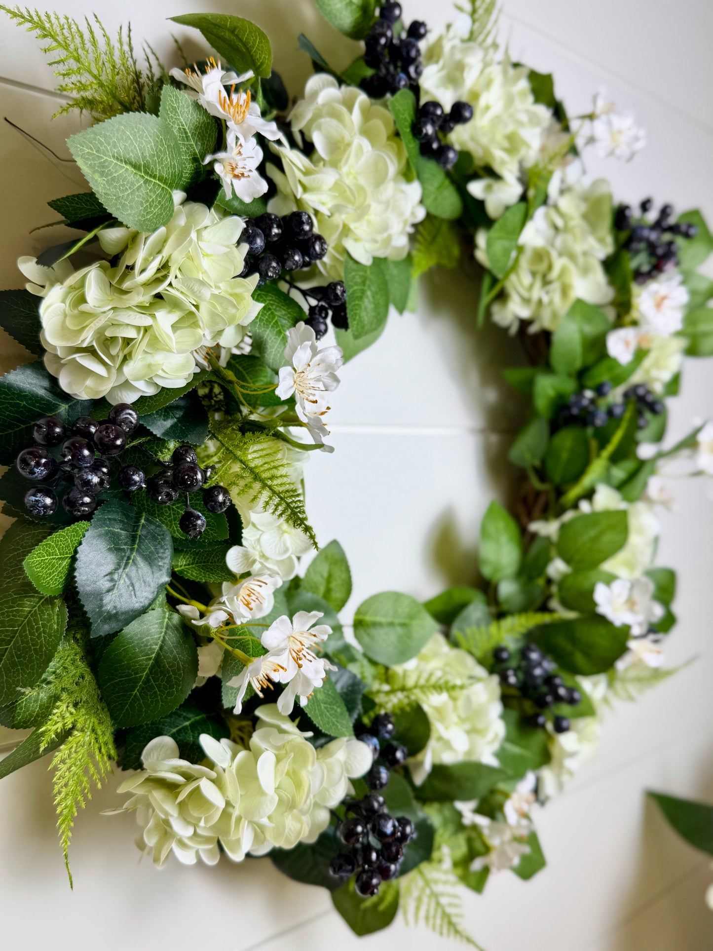 Real Touch Blueberry, Hydrangea & Greenery Wreath