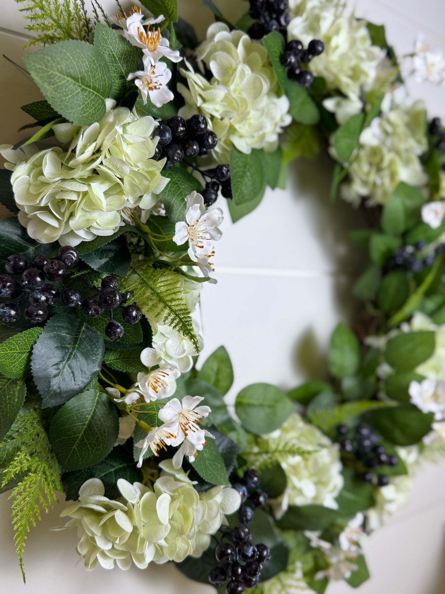 Real Touch Blueberry, Hydrangea & Greenery Wreath