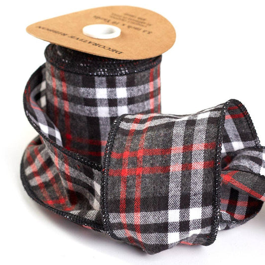 Plaid Flannel Wire Ribbon Spool - Select Color