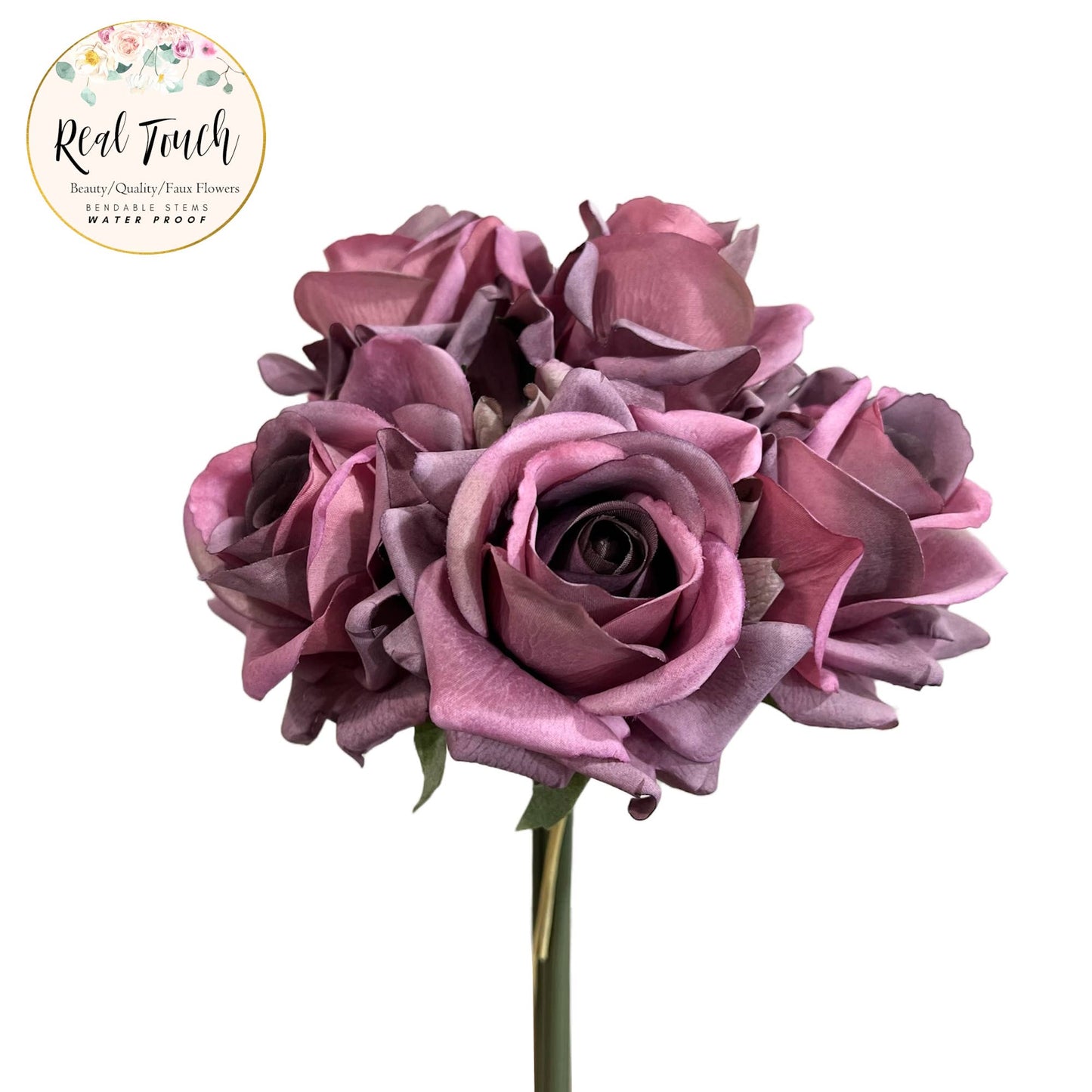 10" Real Touch Open Rose Bouquet