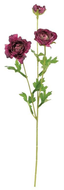 Ranunculus Spray X3, 16.5", Burgundy