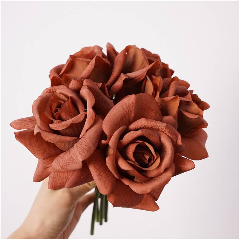 10" Real Touch Open Rose Bouquet