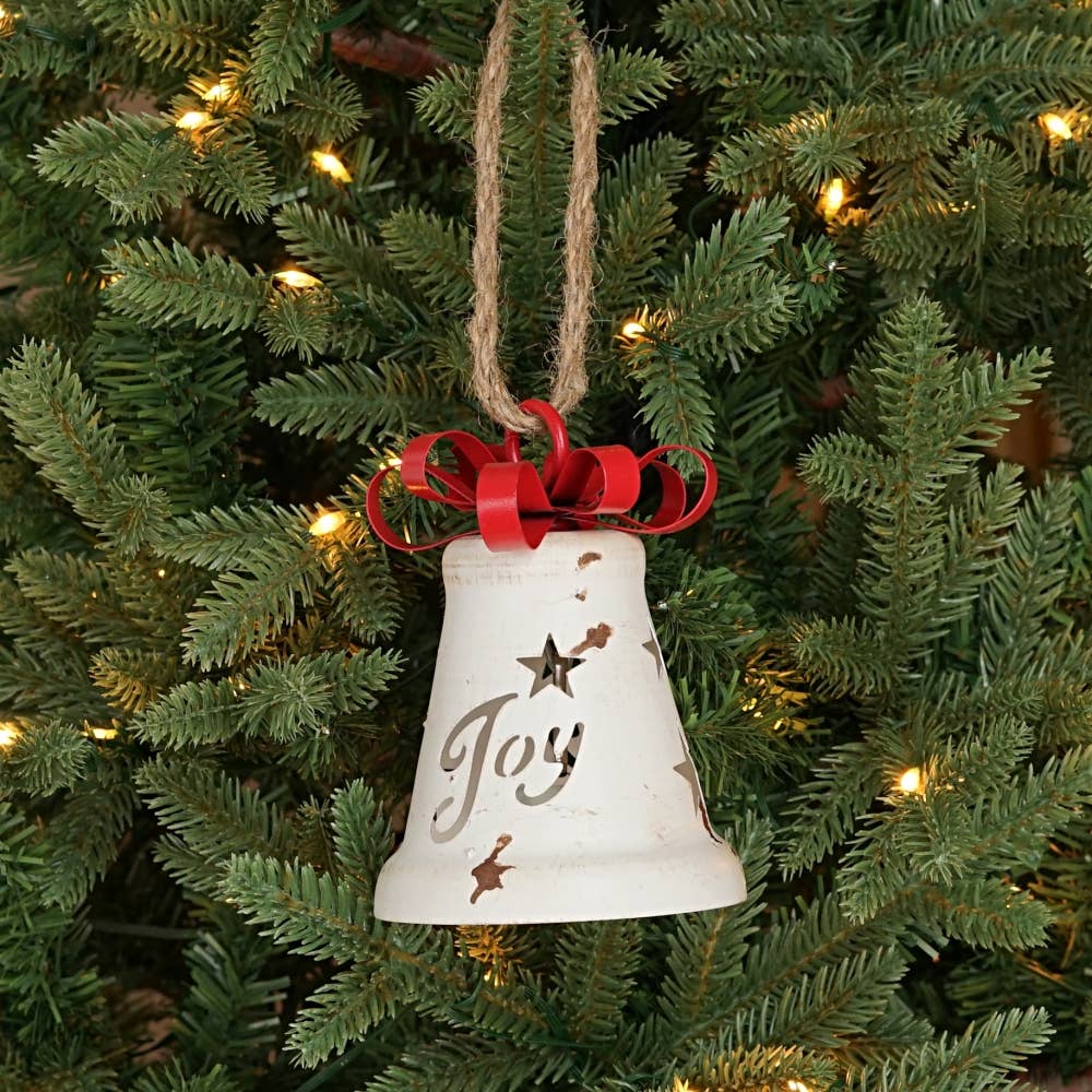 Vintage White Bell w/metal bow 5.25”