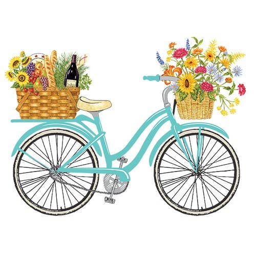 Flour Sack Tea Towel:  Spring Bike