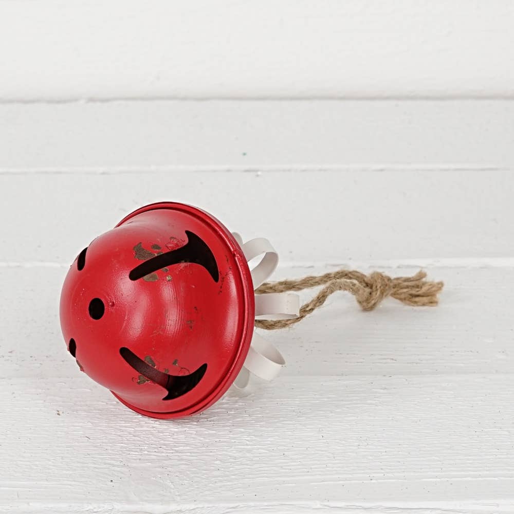Vintage red bell w/metal bow 5”