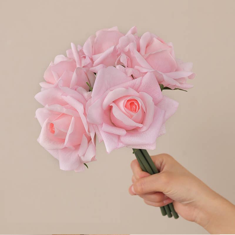 10" Real Touch Open Rose Bouquet