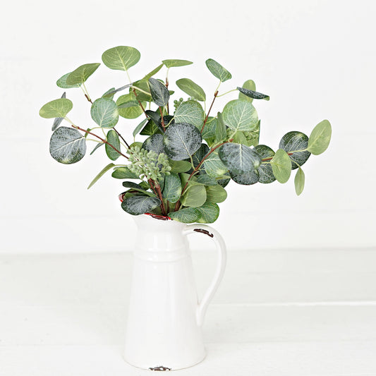 16" Flocked Silver Dollar Leaves