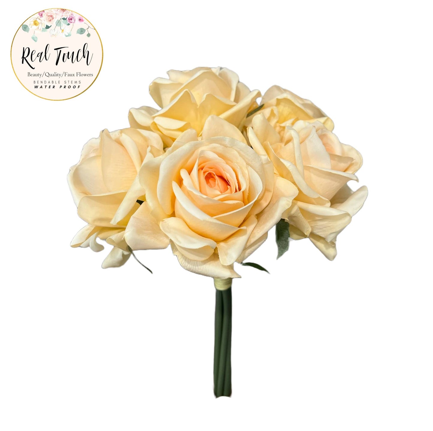 10" Real Touch Open Rose Bouquet
