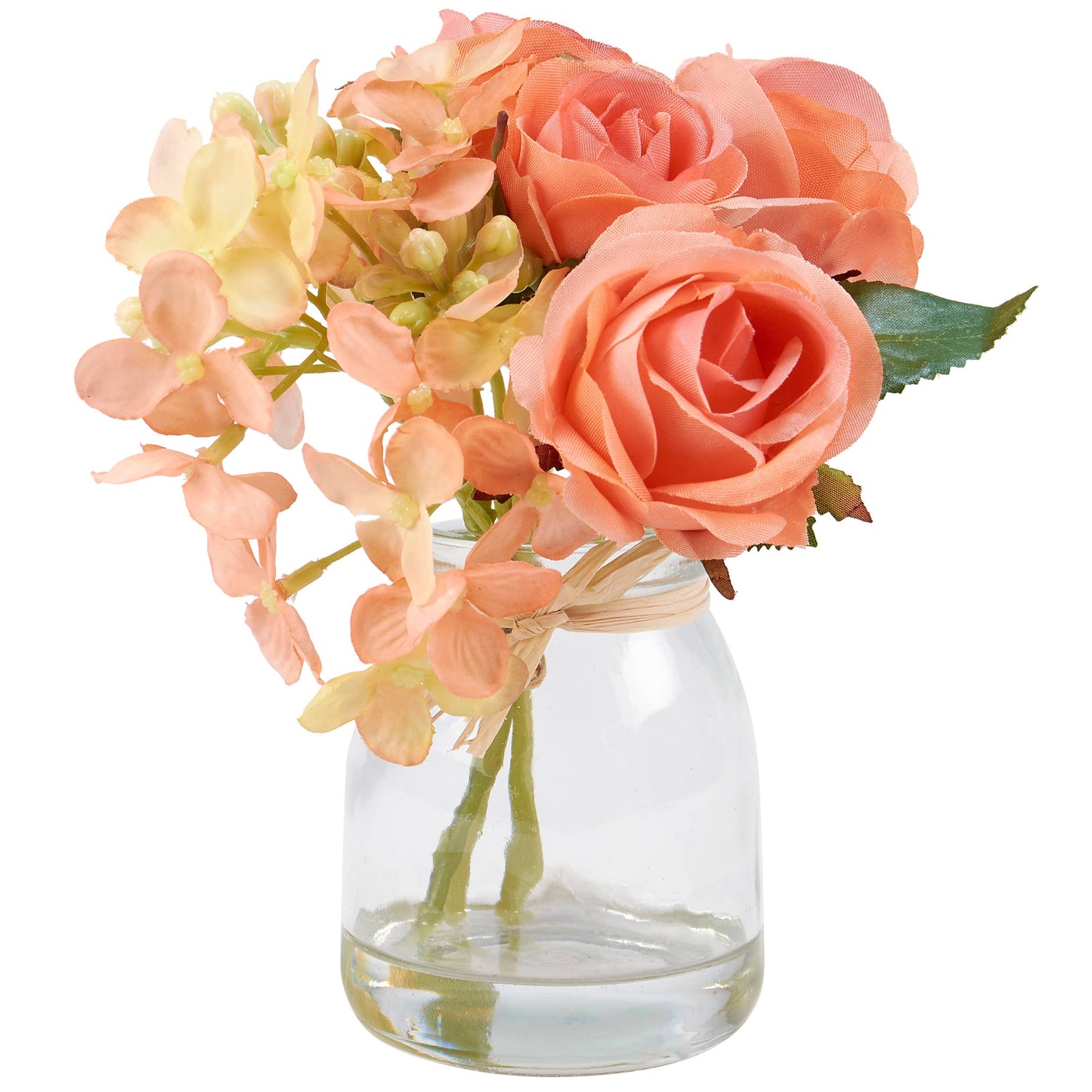 Peach Roses in Bud Vase/Faux Water