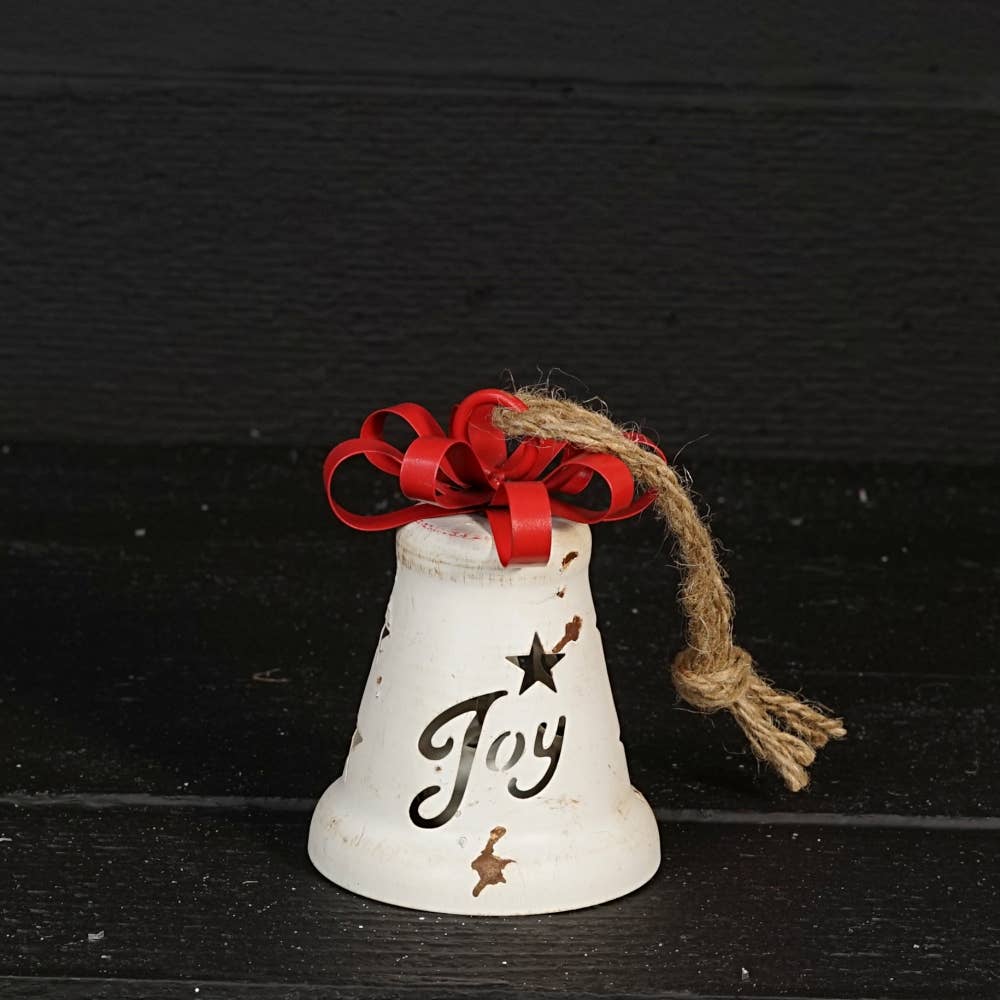 Vintage White Bell w/metal bow 5.25”