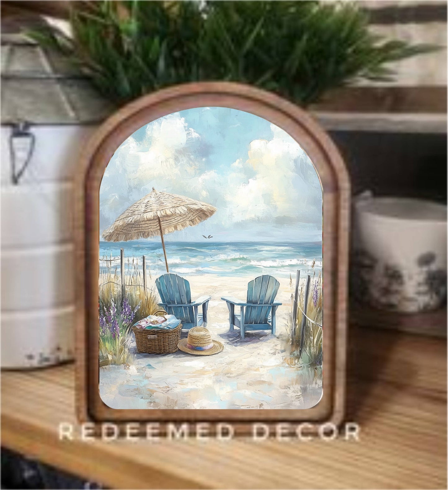 Arch Top Beach Chairs Framed Art