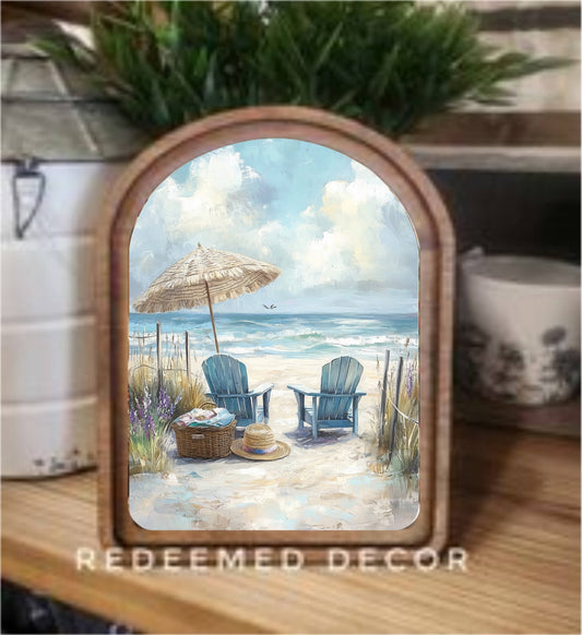 Arch Top Beach Chairs Framed Art